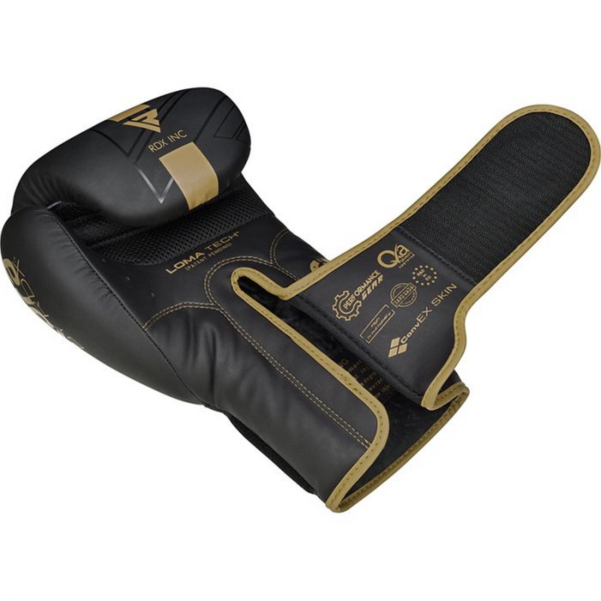Перчатки тренировочные RDX BGR-F6MGL-14OZ черный\золотой матовый