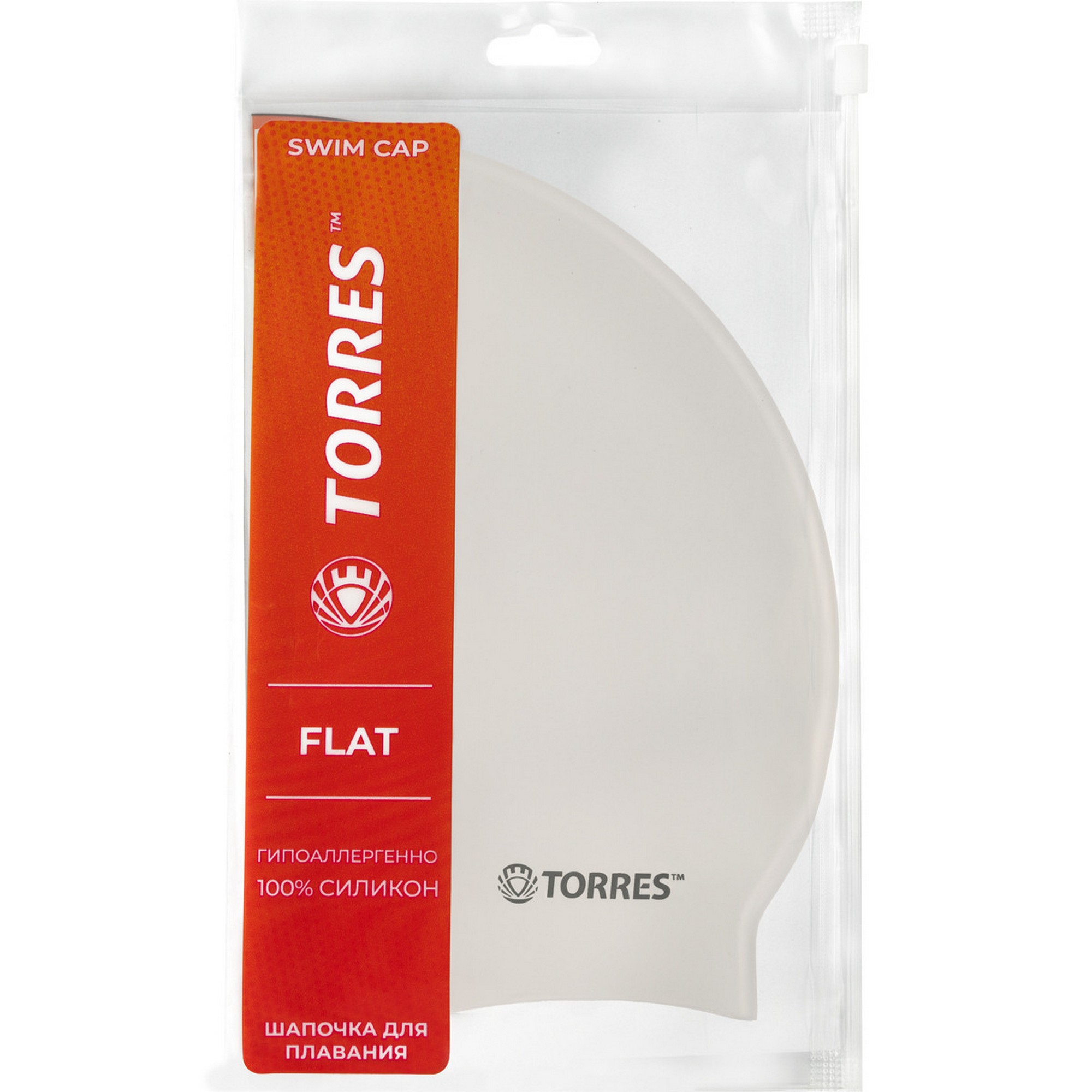 Шапочка для плавания Torres Flat, силикон SW-12201WT белый
