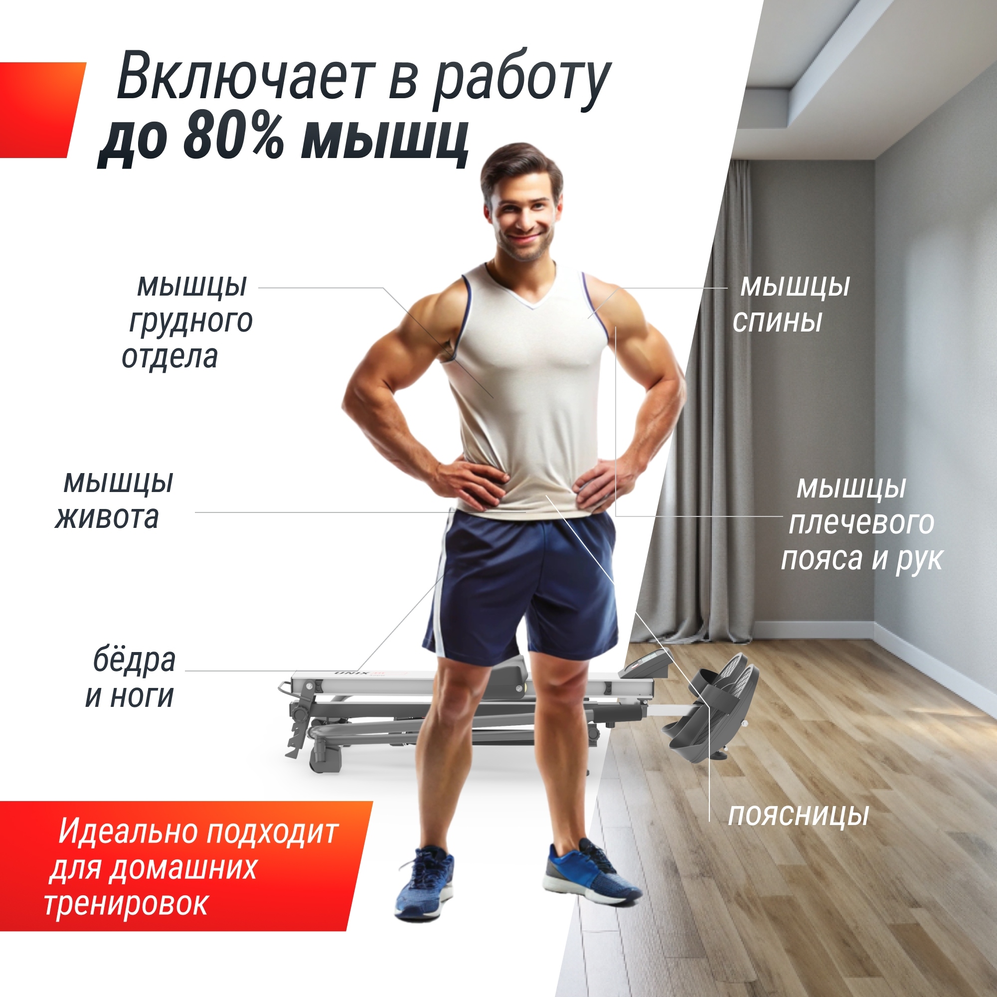 Гребной тренажер гидравлический UnixFit 320G