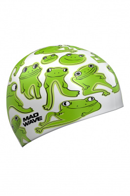 Юниорская силиконовая шапочка Mad Wave Frogs M0575 09 0 00W белый