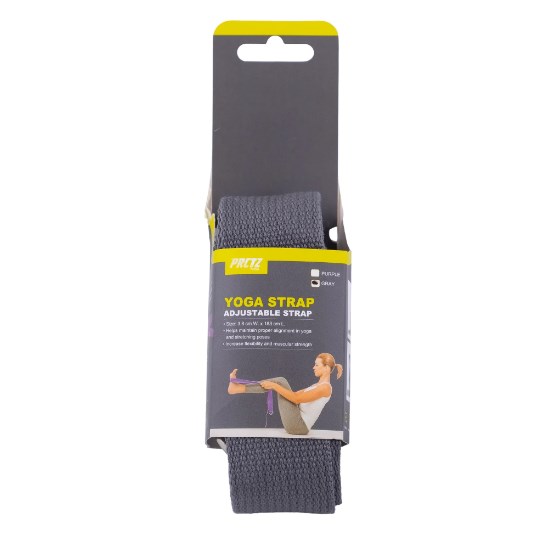 Ремень для йоги с металлическим карабином PRCTZ YOGA STRAP, серый PY7501