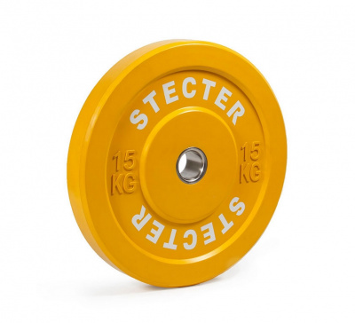 Каучуковый тренировочный диск 15 кг (желтый) Stecter