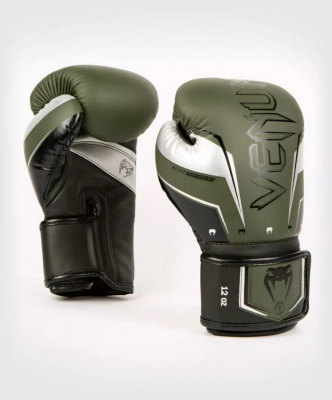 Перчатки Venum Elite Evo 04260-578-12oz хакки\серебрянный
