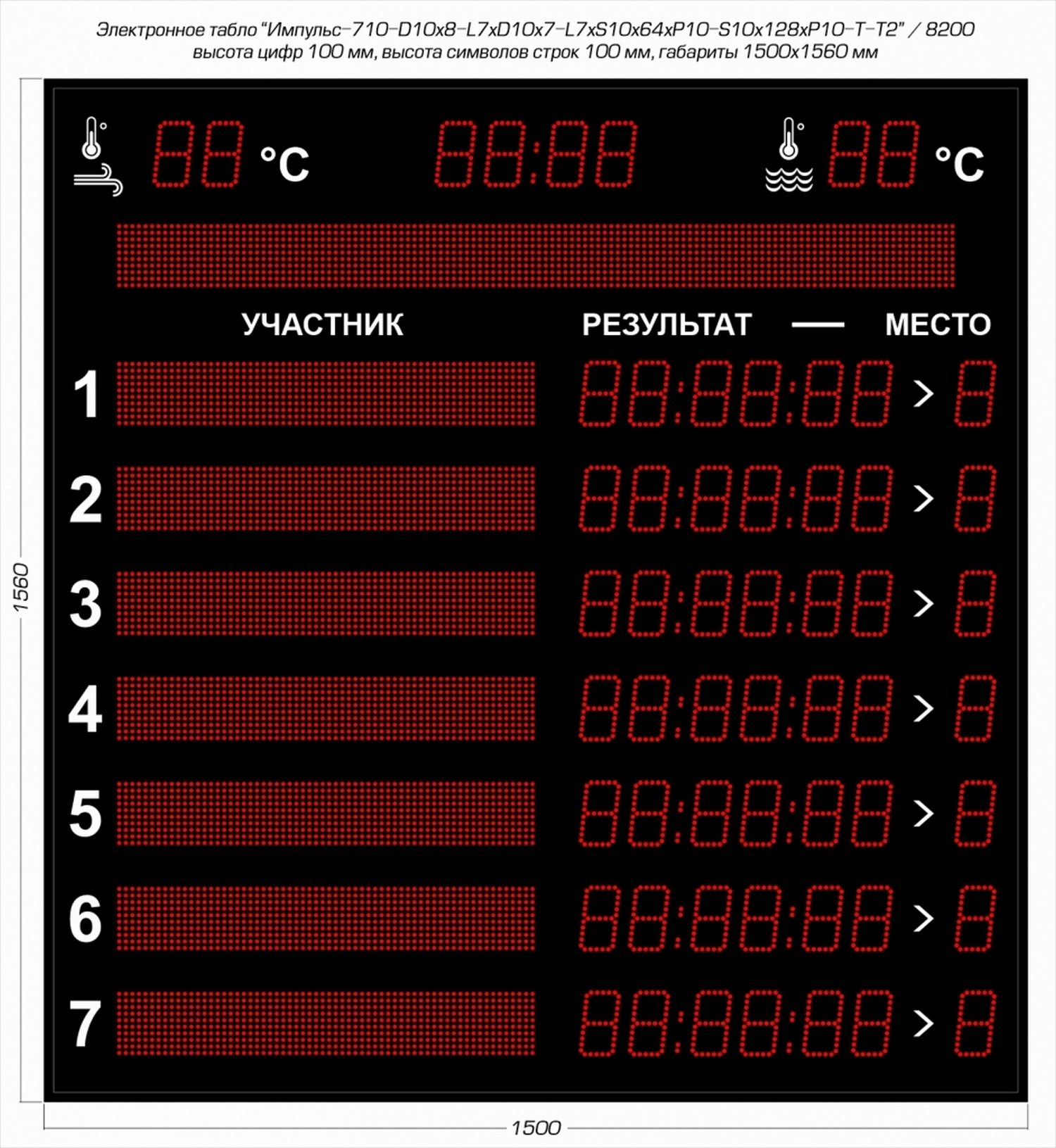 Табло для плавания Импульс 710-D10x8-L7xD10x7-L7xS10x64xP10-S10x128xP10-T-T2
