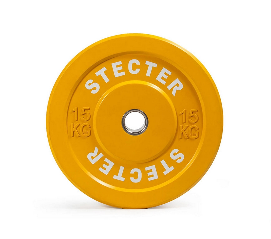 Каучуковый тренировочный диск 15 кг (желтый) Stecter