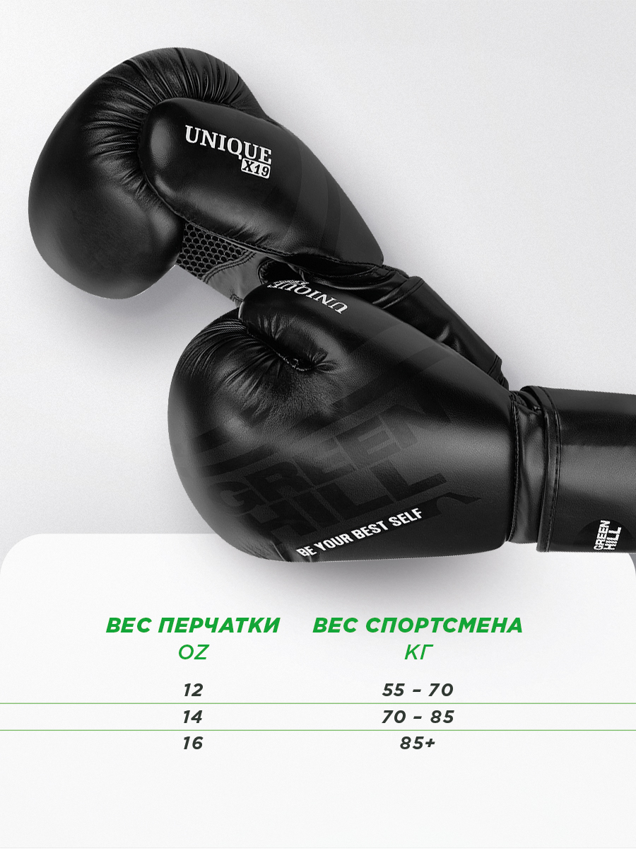 Боксерские перчатки Green Hill UNIQUE BGU-2308 черный