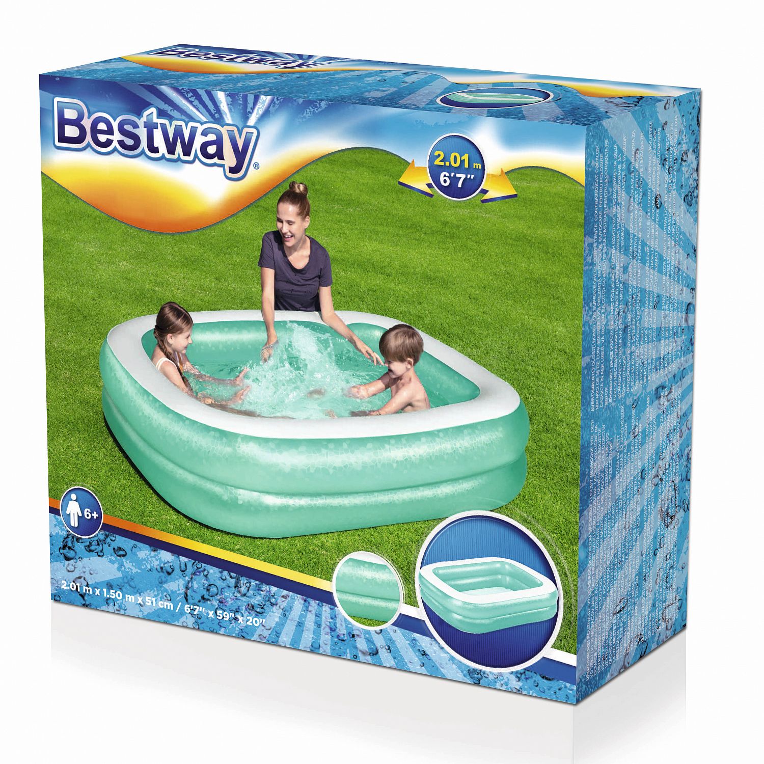 Детский надувной бассейн, прямоугольный 201х150х51см Bestway 54005