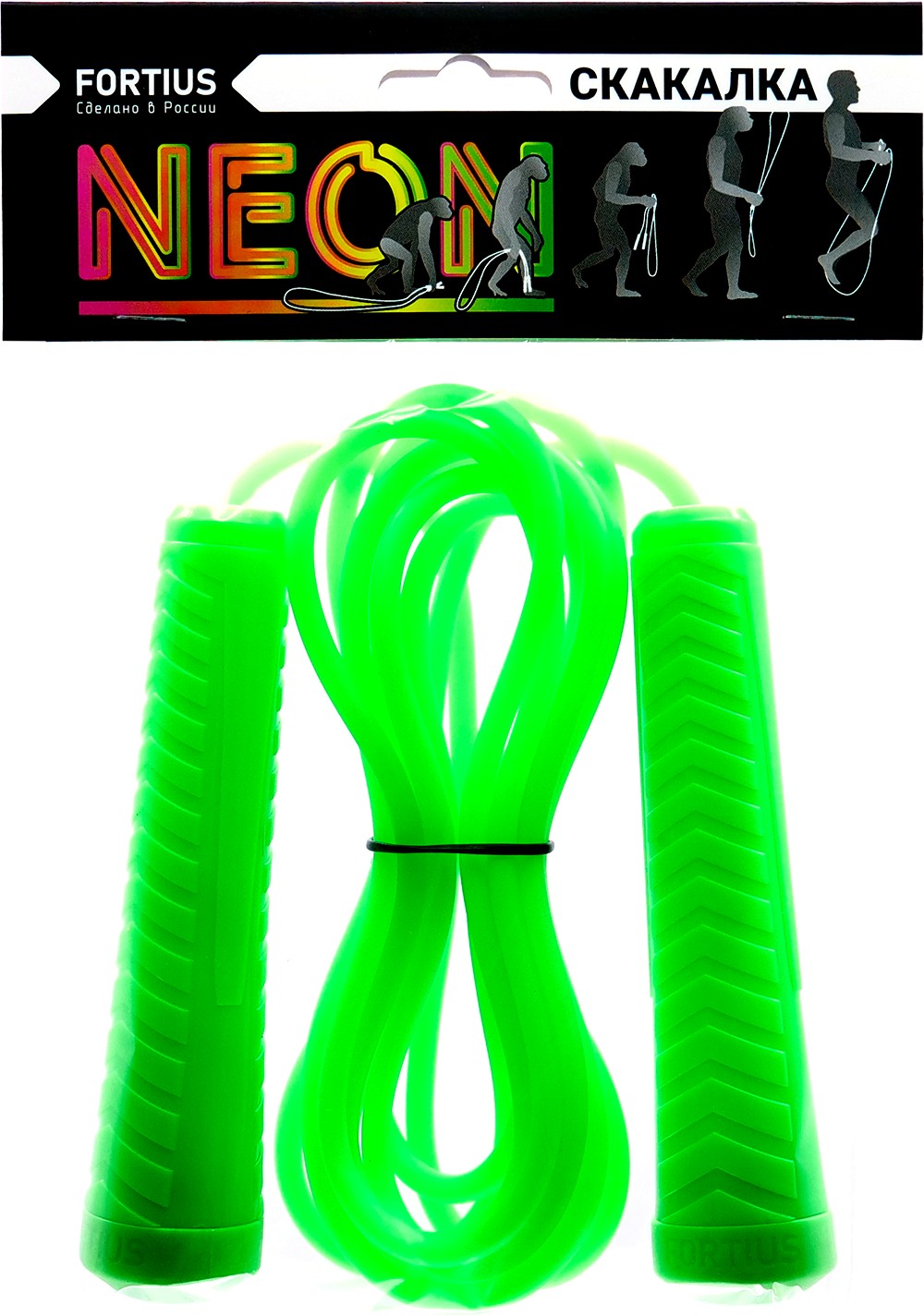 Скакалка Fortius Neon шнур 3 м в пакете (зеленая)