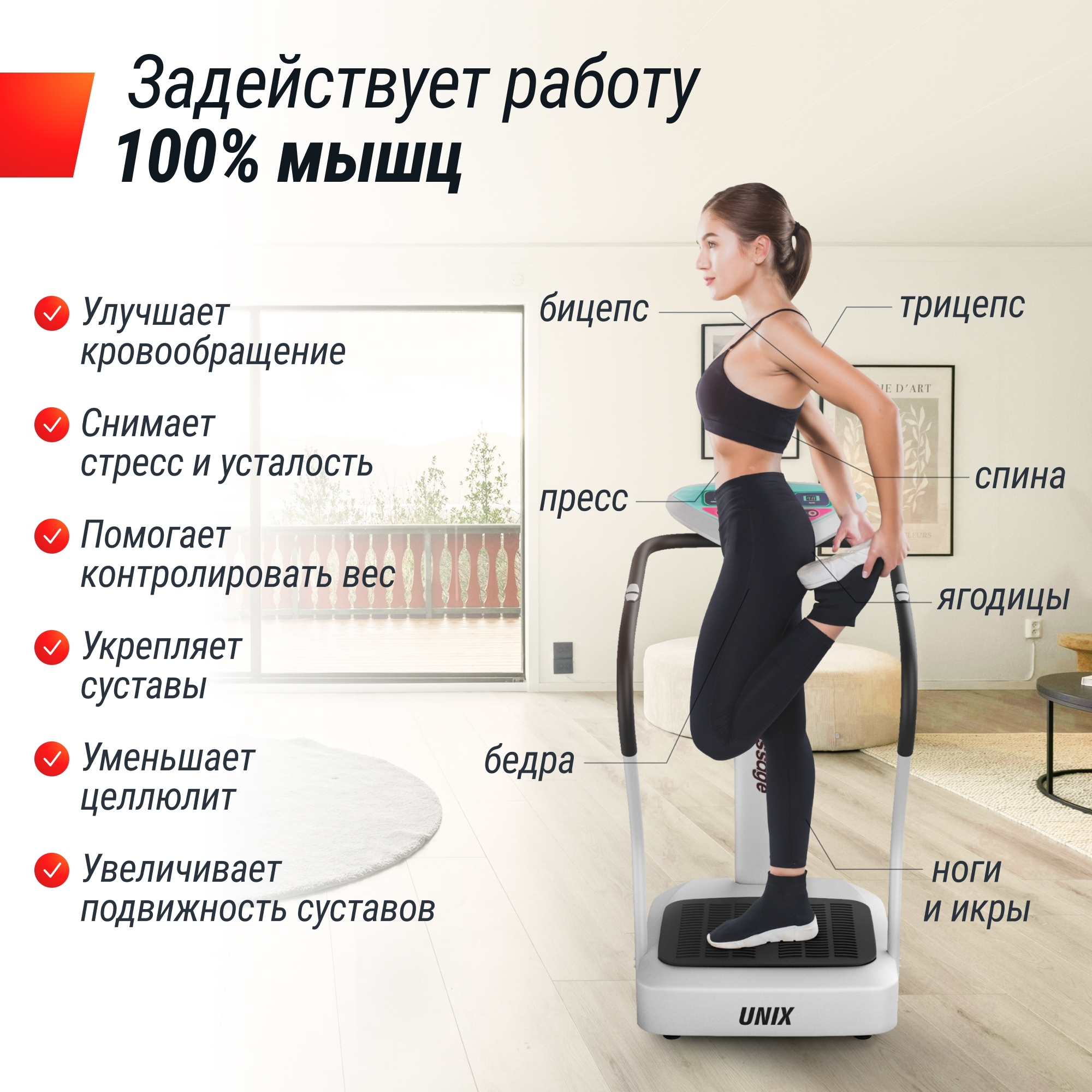 Виброплатформа UnixFit Improve 2 in 1 VPWHI2SL Silver