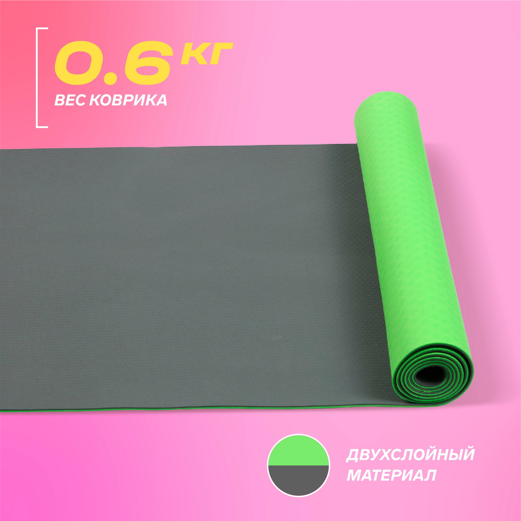 Коврик для йоги двухслойный 173х61х0,4см PRCTZ TWO TONE TPE YOGA MAT PY8450