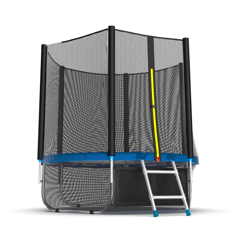 Батут с внешней сеткой и лестницей EVO Jump External 6ft+ нижняя сеть, синий