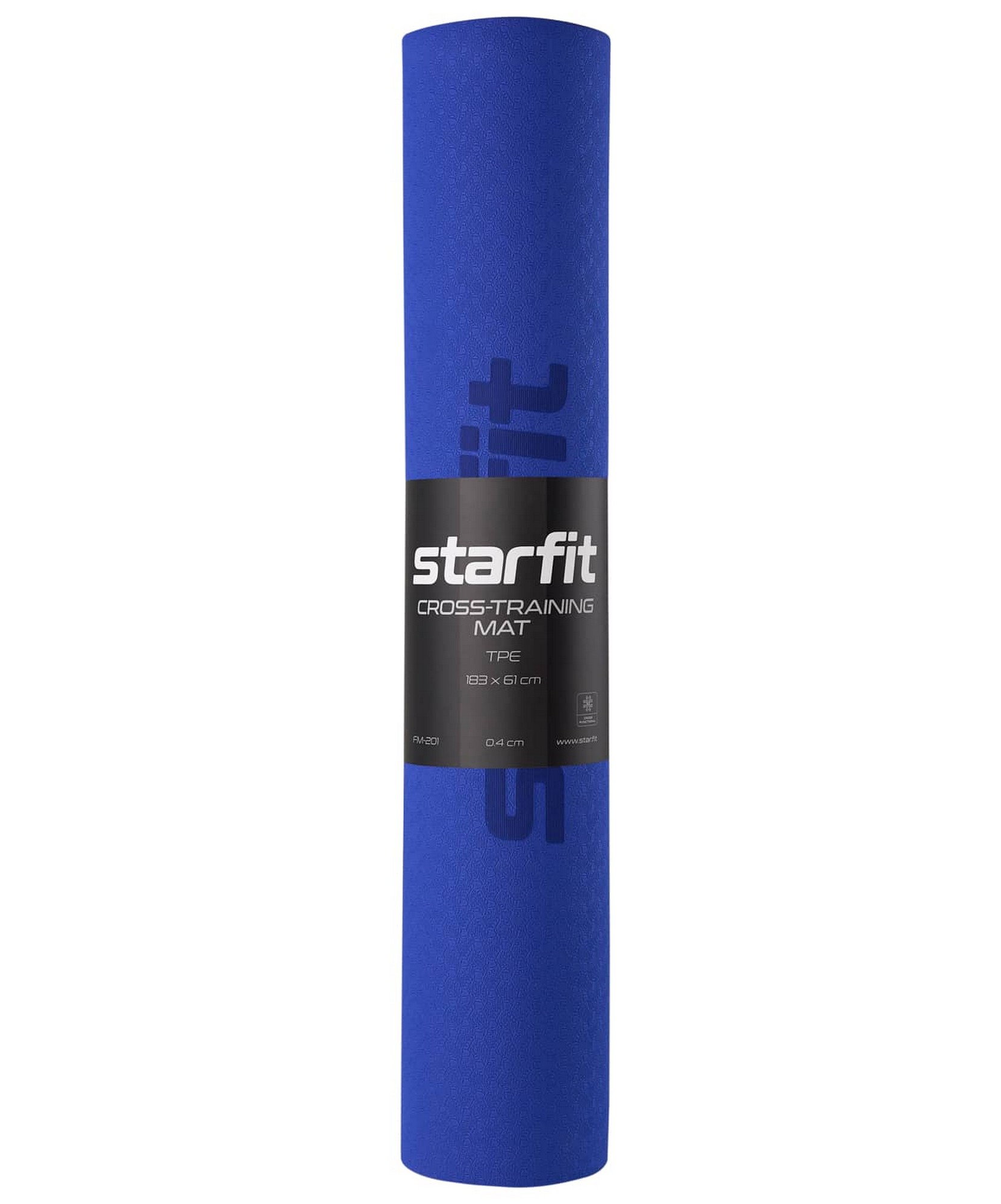 Коврик для йоги и фитнеса 183x61x0,4см Star Fit TPE FM-201 темно-синий\синий