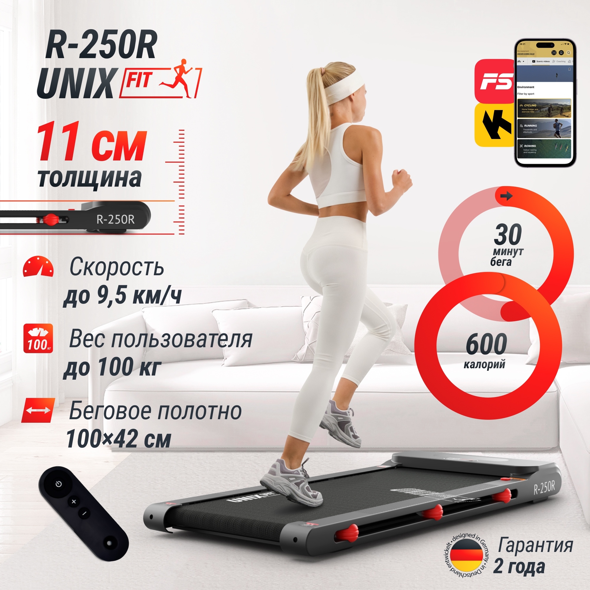 Беговая дорожка UnixFit R-250R