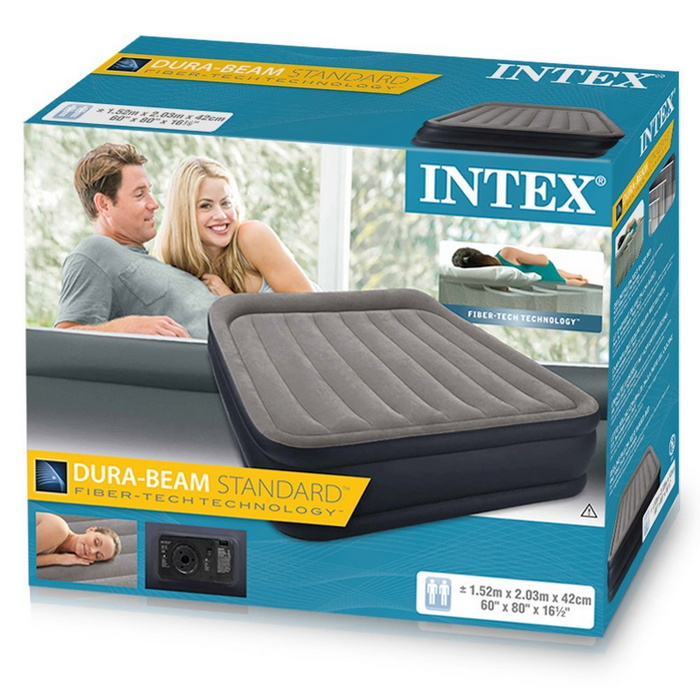 Надувная кровать Intex Deluxe Pillow Rest Raised Bed 152х203х42см, встроенный насос 64136