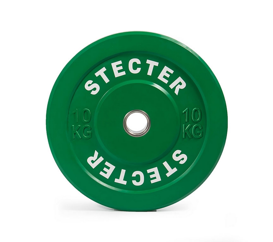 Каучуковый тренировочный диск 10 кг (зеленый) Stecter