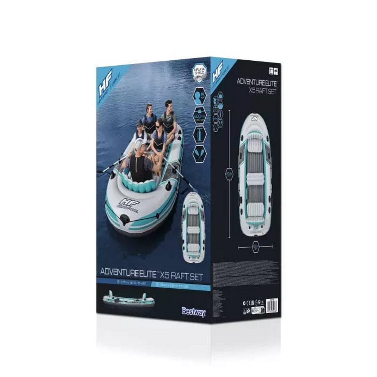 Надувная лодка 364х166см вёсла 62064, насос 62086, до 600кг Bestway Adventure Elite X5 Raft Set 65159
