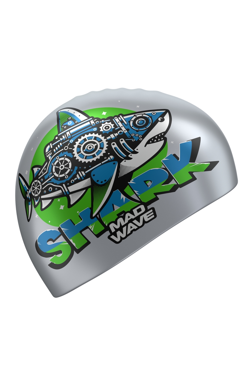 Юниорская силиконовая шапочка Mad Wave Shark M0575 12 0 12W серебро