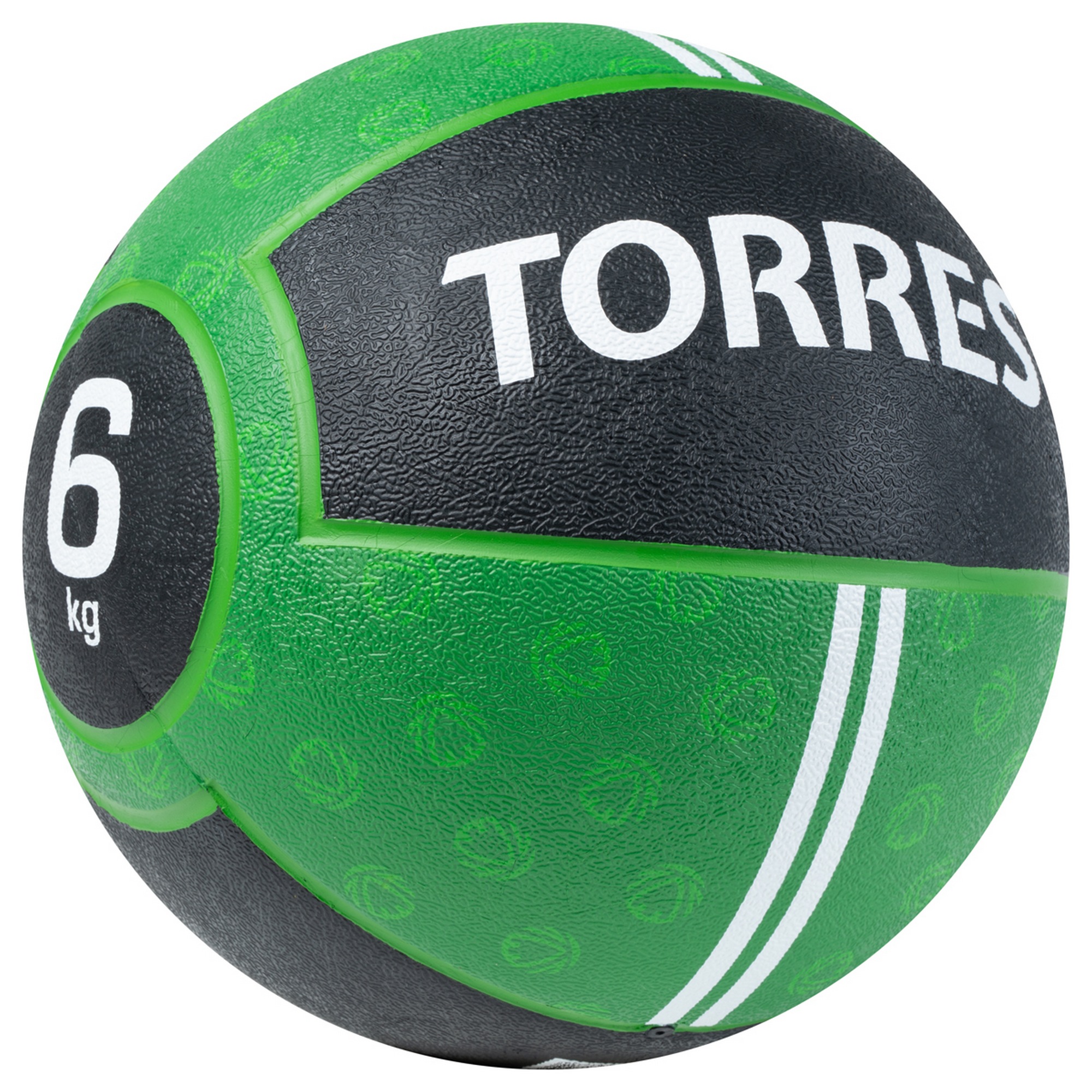 Медбол 6кг, d25,4см, резина Torres AL00236 зелено-черный