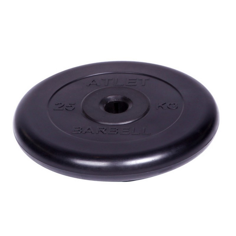 Диск обрезиненный d31мм MB Barbell Atlet 25кг черный MB-AtletB31-25