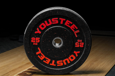 Диски для штанги YouSteel HI-TEMP 25кг с цветными вкраплениями