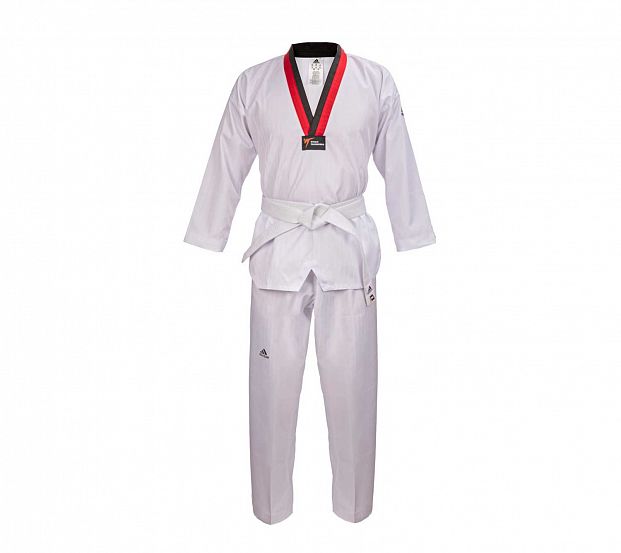 Добок для тхэквондо Adidas WT Adi-Start adiTS01 белый с красно-черным воротником