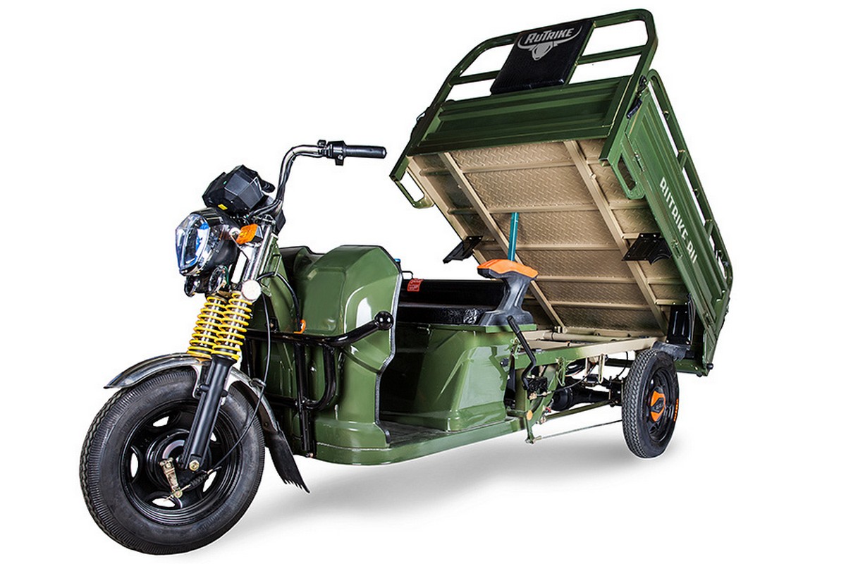 Грузовой электрический трицикл RuTrike Гибрид 1500 60V1000W зеленый
