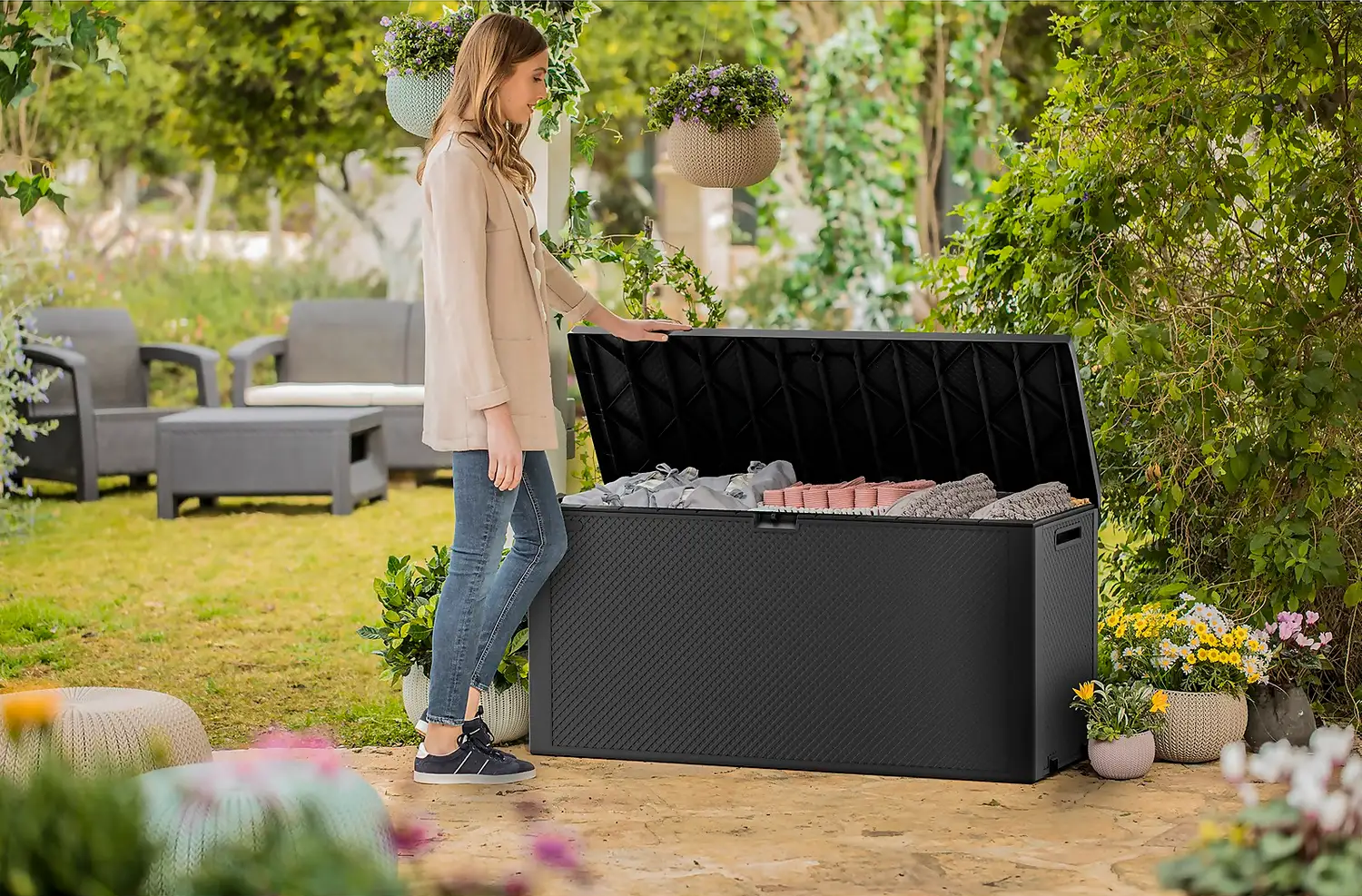 Сундук для хранения Эмили 280л, графит EMILY STORAGE BOX