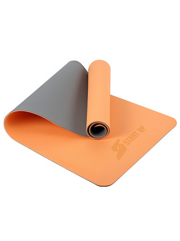 Коврик для фитнеса и йоги, TPE, 183х61х0,6см Start Up ZH-01 Peach\Gray