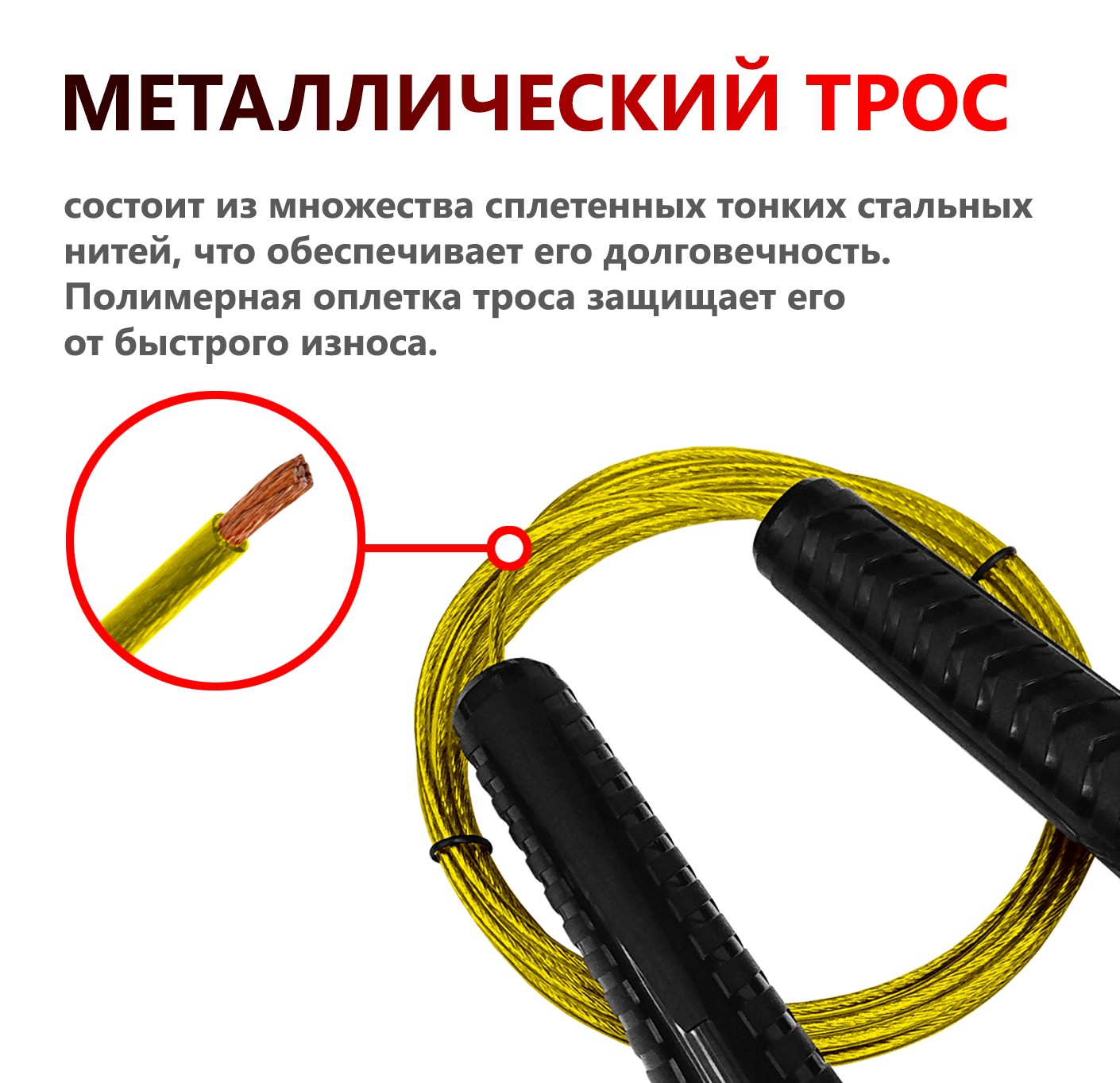 Скакалка Fortius Универсальная трос 3 м оплетка (прозрачная)