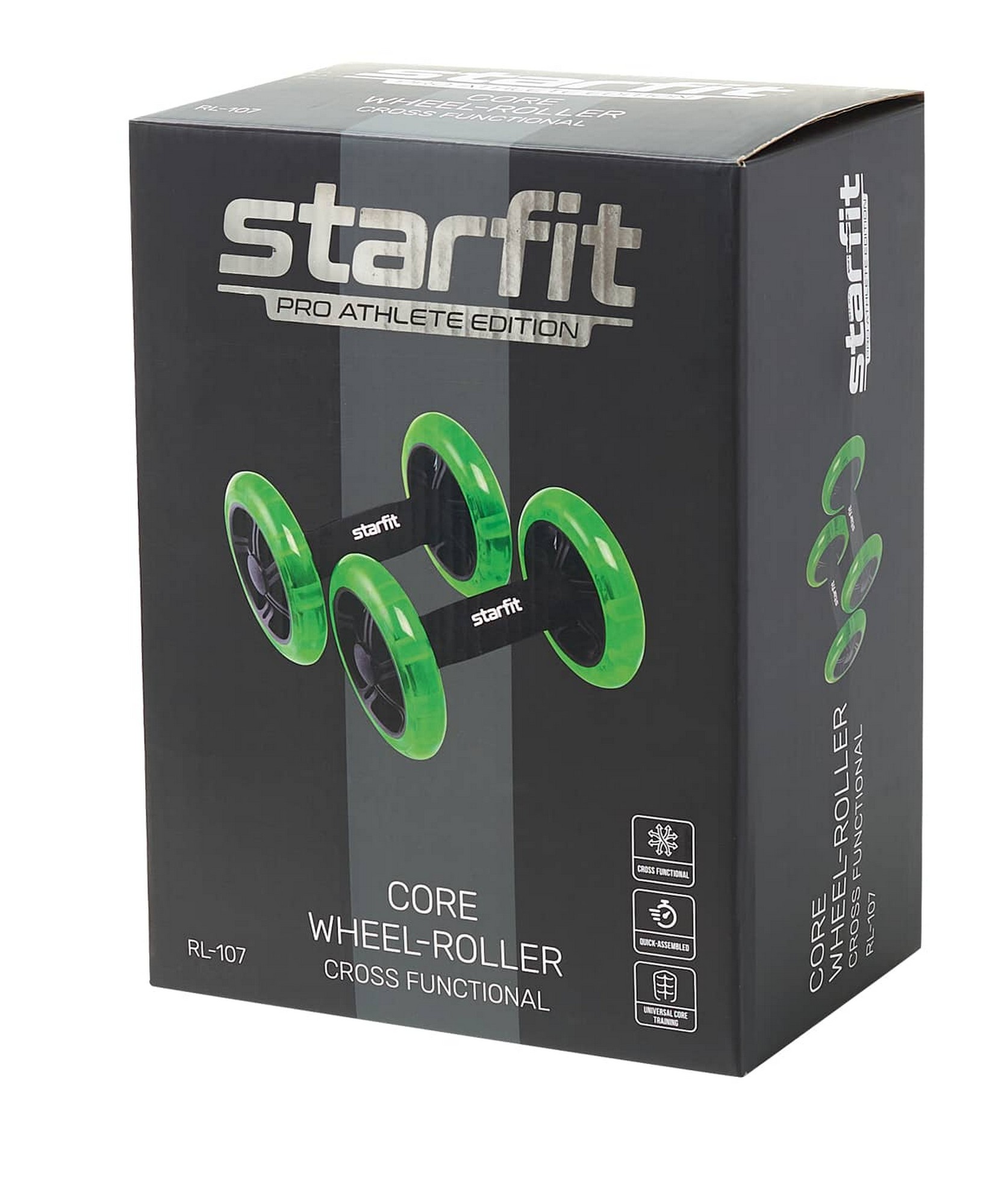 Ролики для пресса раздельные Star Fit RL-107 черный\ярко-зеленый