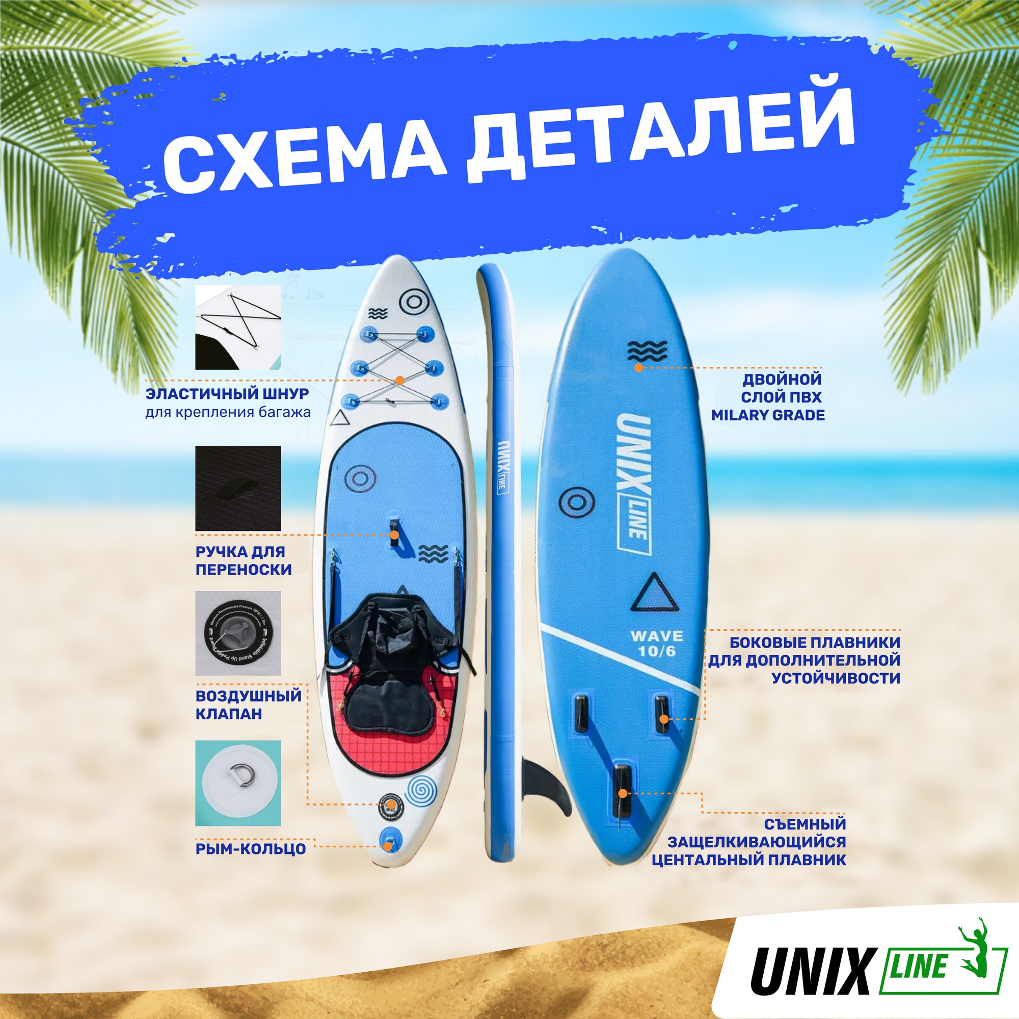 SUP-борд Unix Line Deep Sea (320 cm) + сиденье SUPUDS32