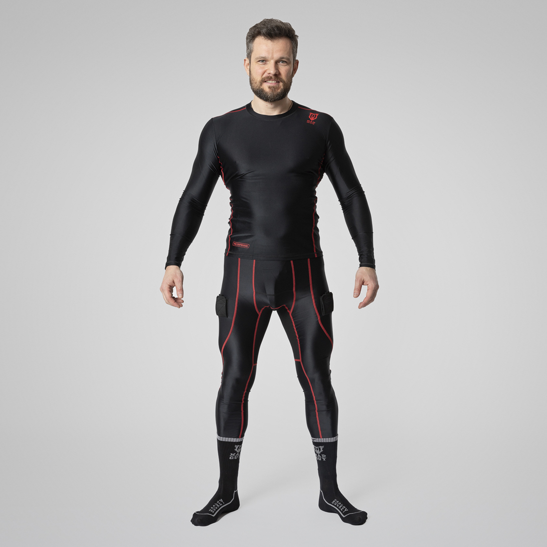Брюки с защитной пластиковой раковиной Mad Guy Pro Compression JR черный\черный