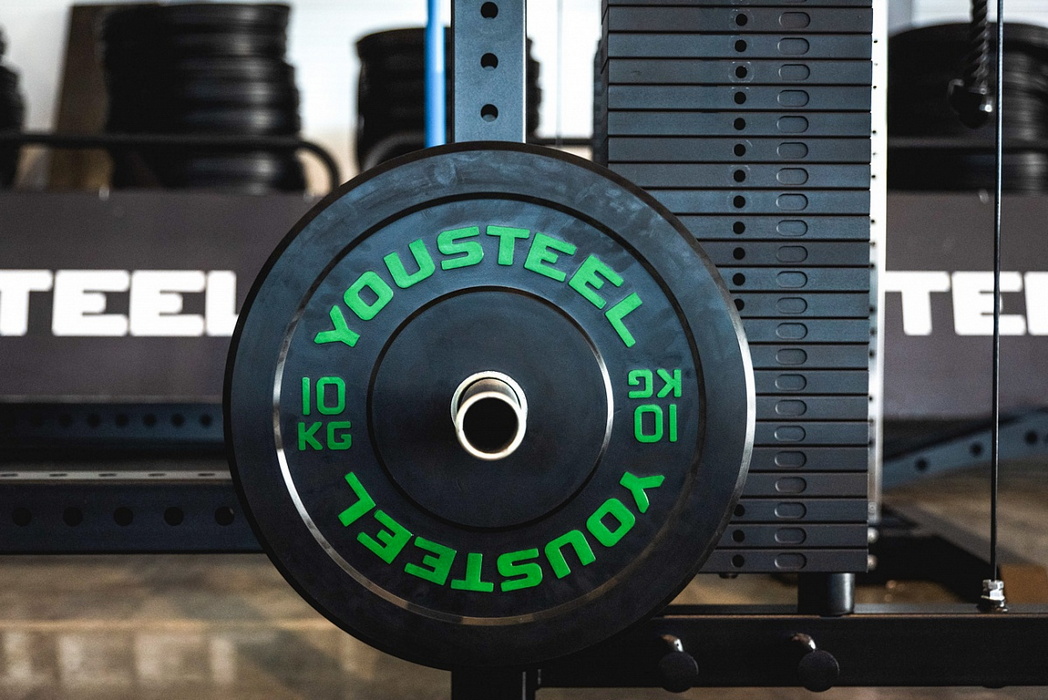 Диск каучуковый для штанги YouSteel тренировочный черный 20кг