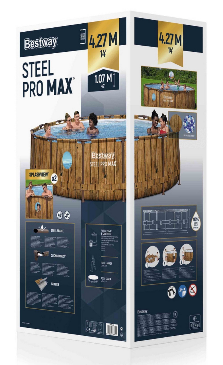 Каркасный бассейн 427х107см, фильтр-насос, лестница, тент Bestway Splashview Pool 561JM
