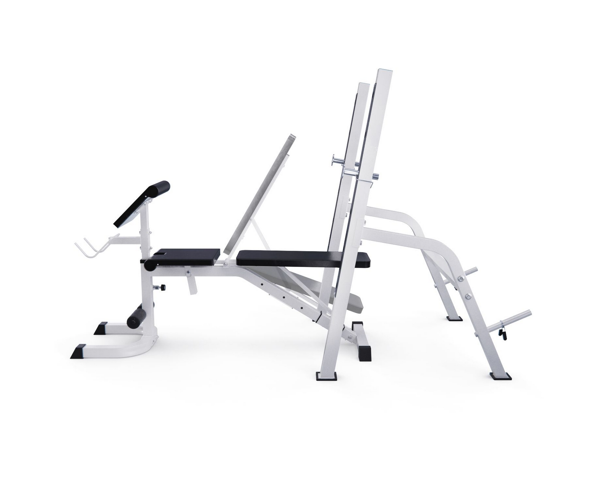 Скамья со стойками под штангу, с партой для бицепса DFC GORILLA 201321B белый | Premium Fitness