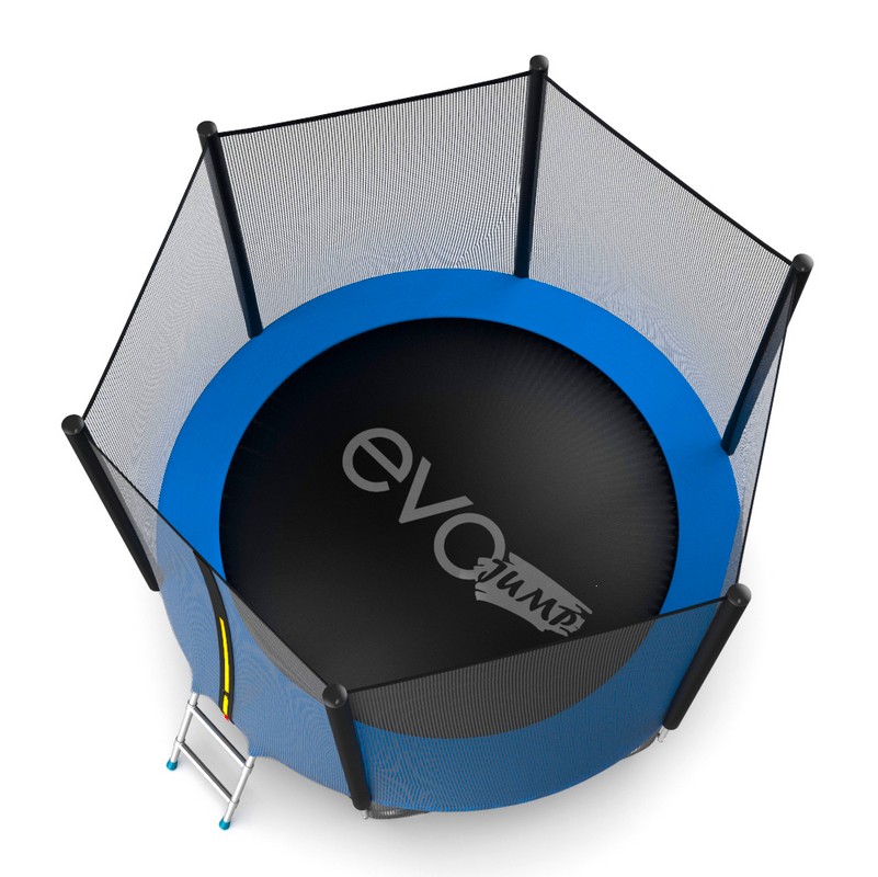 Батут с внешней сеткой и лестницей EVO Jump External 8ft+ нижняя сеть, синий