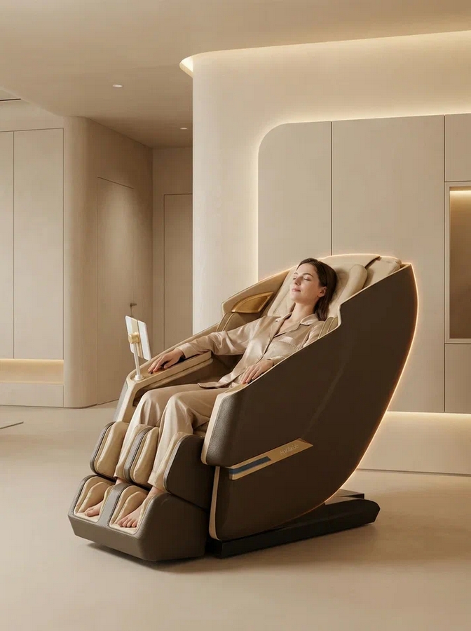 Массажное кресло Meridien HOKKAIDO коричневое с бежевым