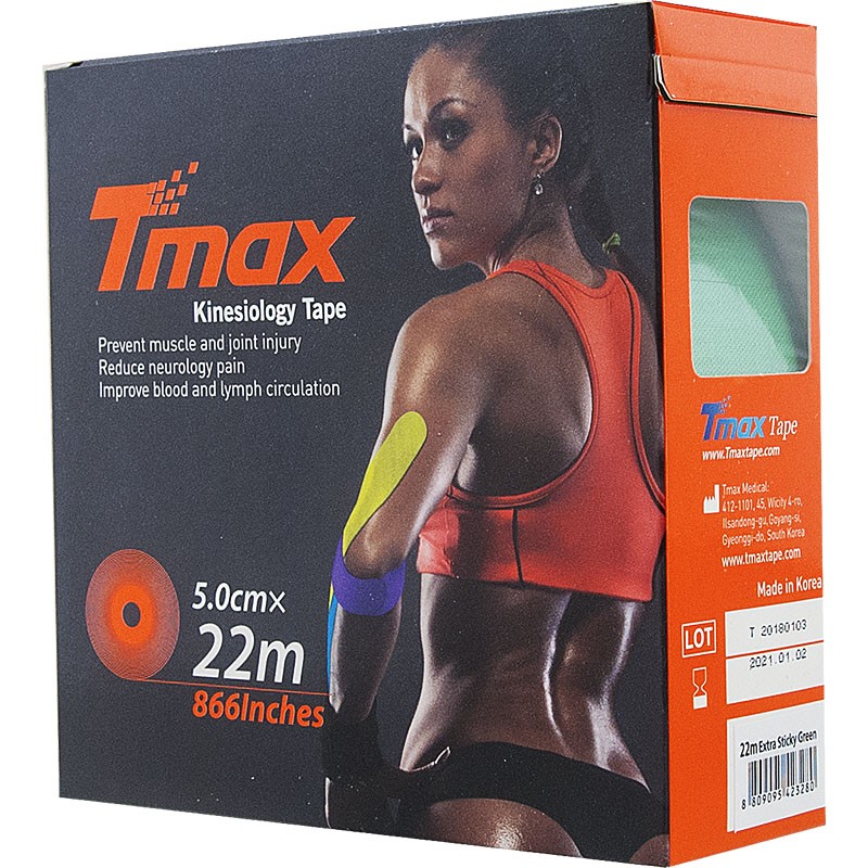 Тейп кинезиологический 5x2200 см Tmax Extra Sticky 423280 зеленый