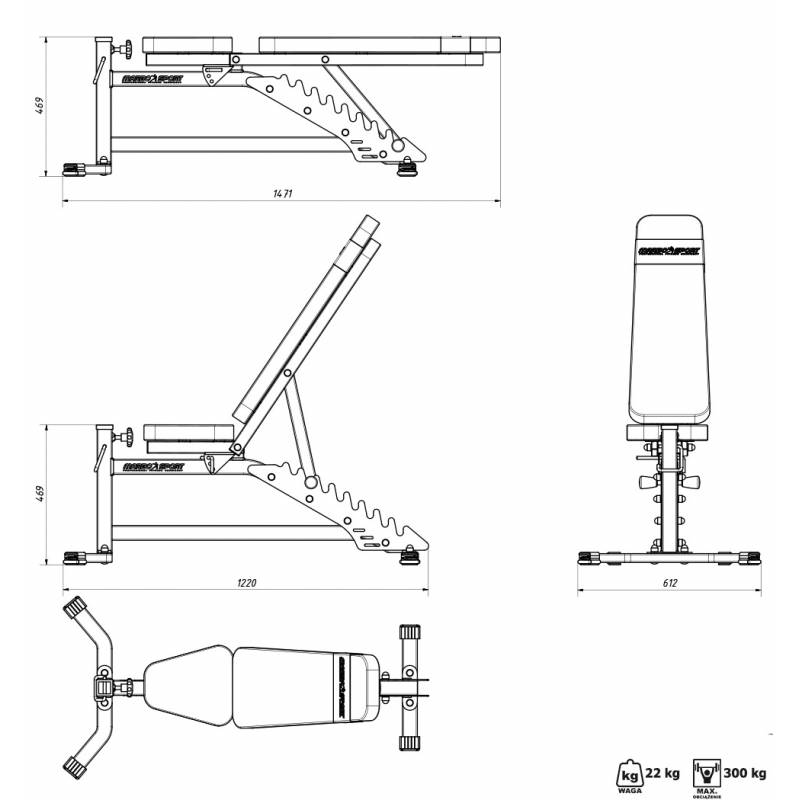 Cкамья регулируемая Marbo MS-L102 | Premium Fitness
