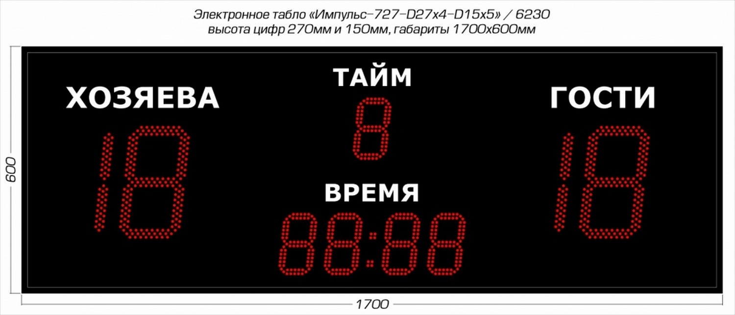 Табло для футболаИмпульс 727-D27x4-D15x5