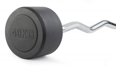 Штанга неразборная обрезиненная 40 кг. Изогнутый гриф VictoryFit VF-DX5400