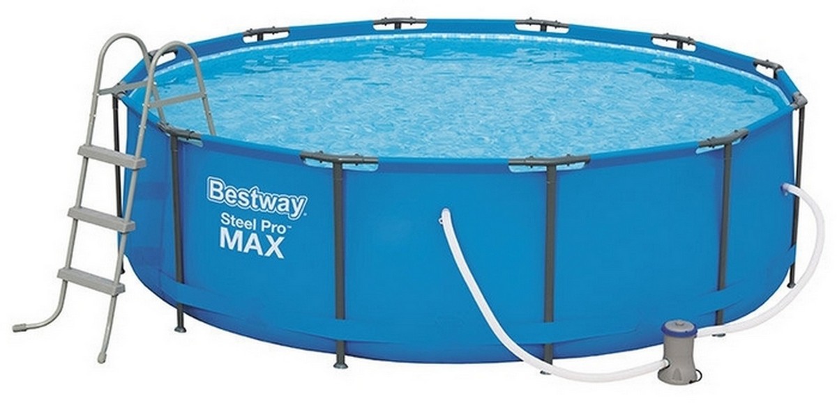 Каркасный бассейн круглый 366х100см+фильтр-насос Bestway Steel Pro Мах 56418