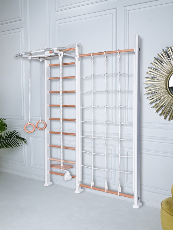 Детский спортивный комплекс Perfetto Sport "Scala in legno con rete" bianco-naturale PS-125