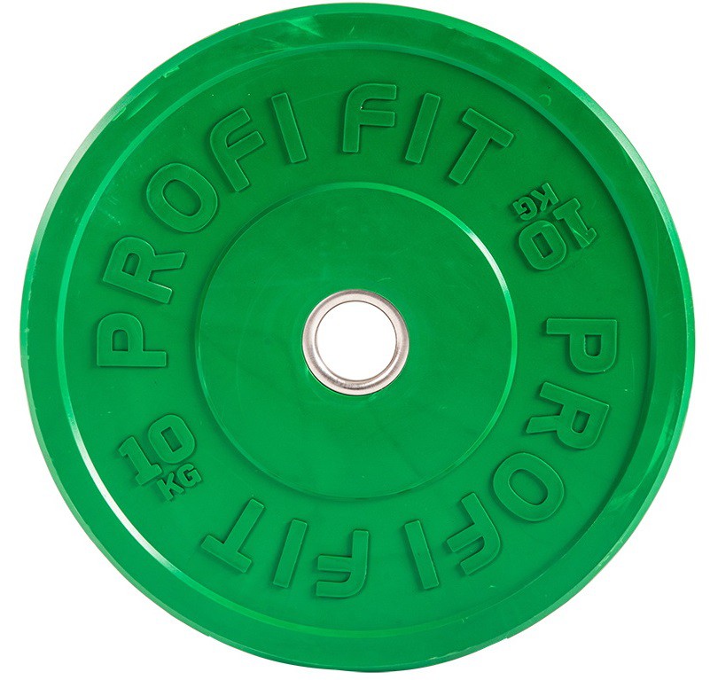 Диск для штанги каучуковый, цветной, d51 10кг Profi-Fit