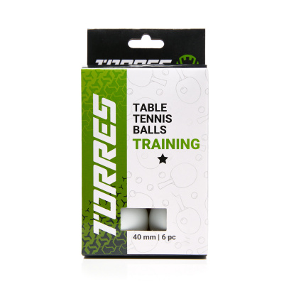 Мяч для настольного тенниса, d40+ мм, 6 шт Torres Training 1* TT23016 белый