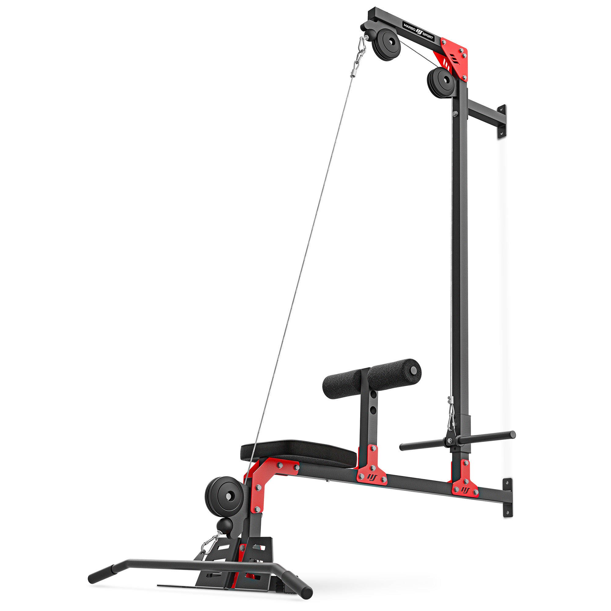Стойка блочная пристенная Marbo MH-W102 2.0 на свободном весе с сидением | Premium Fitness