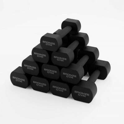 Набор термополиуретановых гантелей 1-10кг - 10пар, шаг 1кг Bronze Gym BGDBTPU01-10