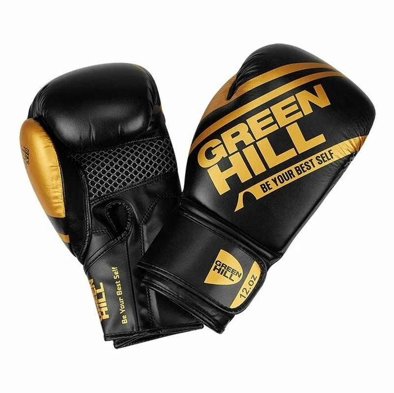 Боксерские перчатки Green Hill UNIQUE BGU-2308 черно-золотой