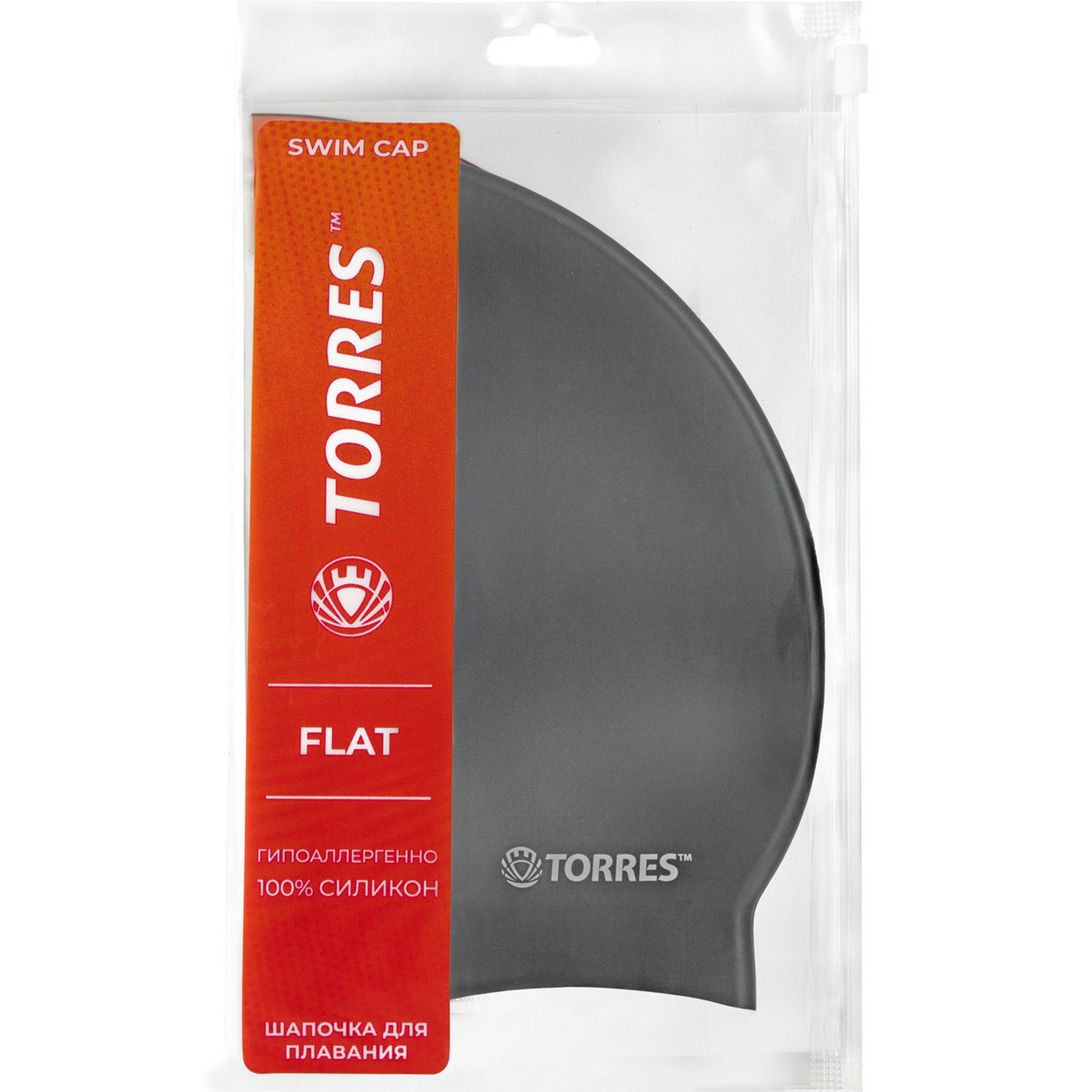 Шапочка для плавания Torres Flat, силикон SW-12201BK черный