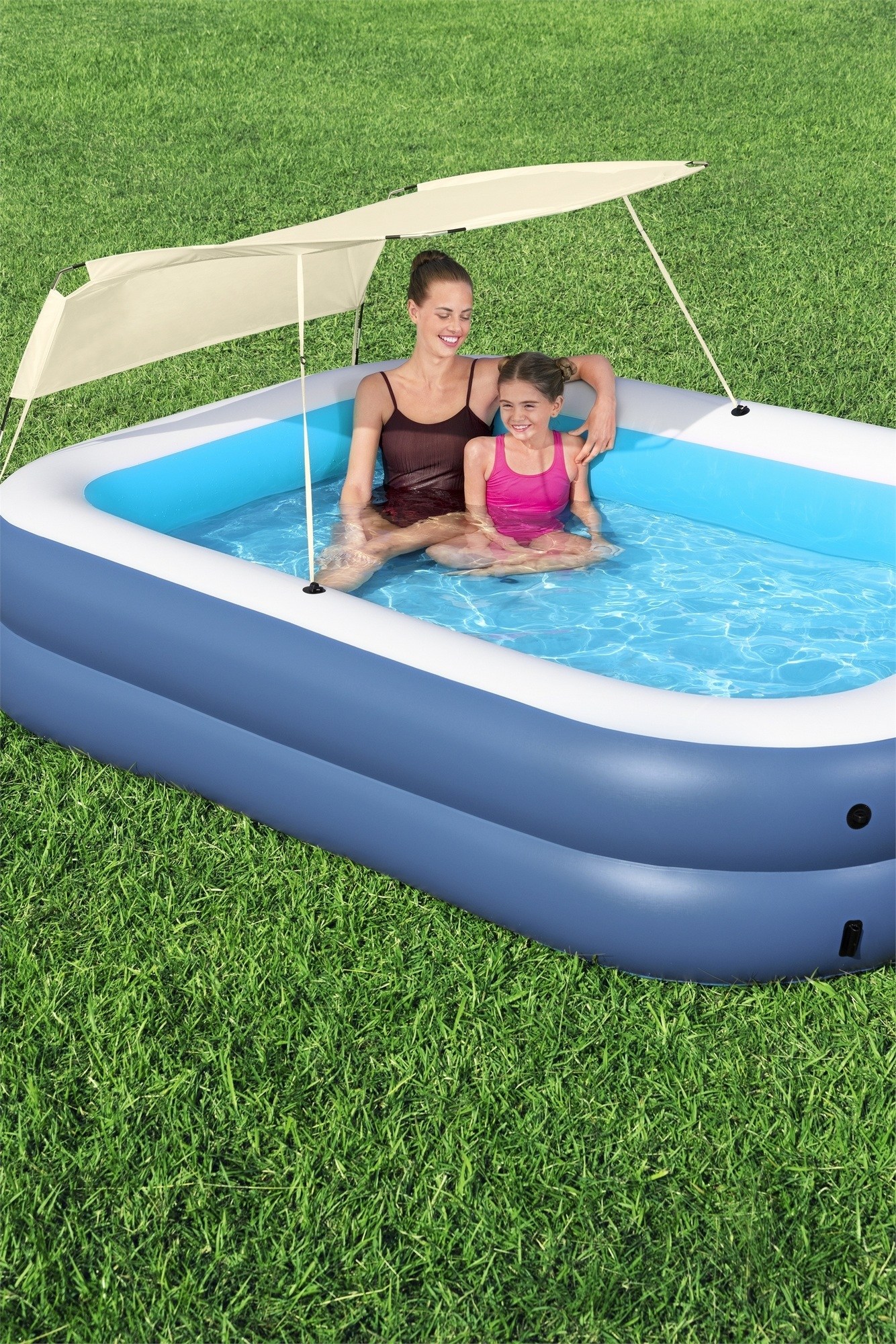 Детский надувной бассейн 254х178x140см, 778 л, от 6 лет Bestway Summer Blissn, с навесом 54449